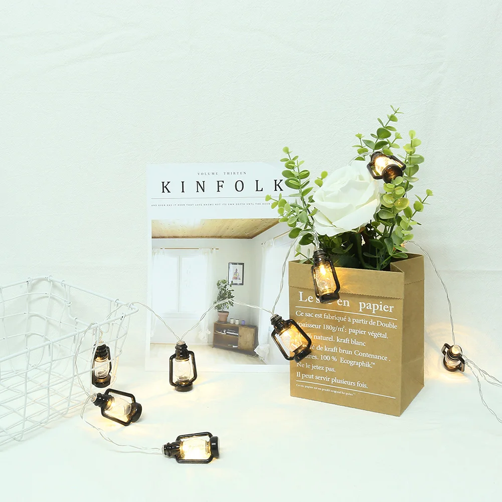 

10 LED Ramadan Festival Kerosene String Light Battery Powered Lantern Home Decor Holiday Garden Decoration Lights String