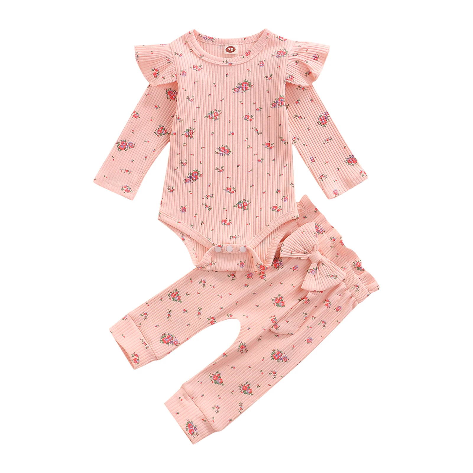 

Боди трикотажное с длинным рукавом и штанишками, 3 цвета, на возраст 0-24 м