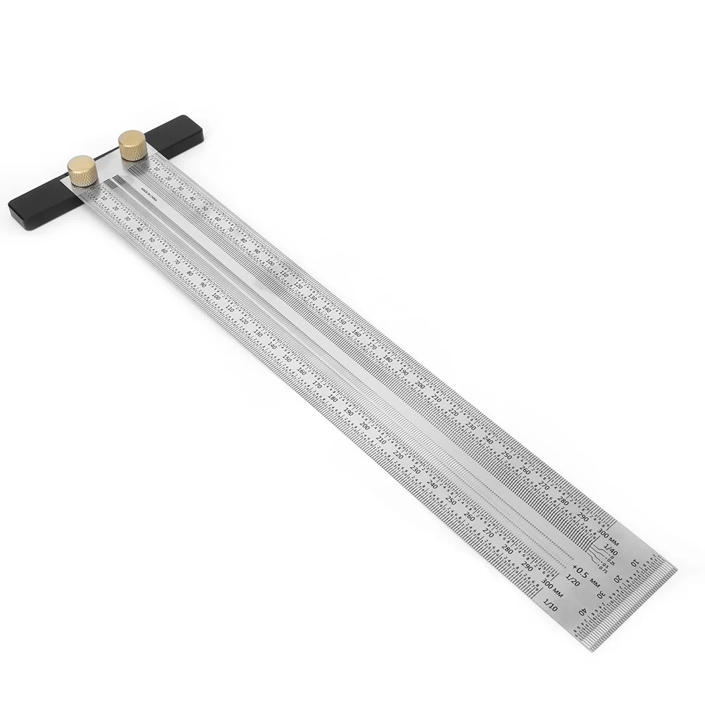 

Stainless Steel T Type Hole Ruler Scribing Gauge Woodworking Marking Tool with Automatic Pencil Measuring Tool