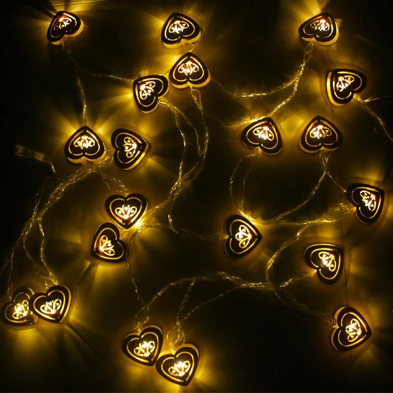 Светодиодный светильник в виде звезды сердца деревянный декоративный фонарь для