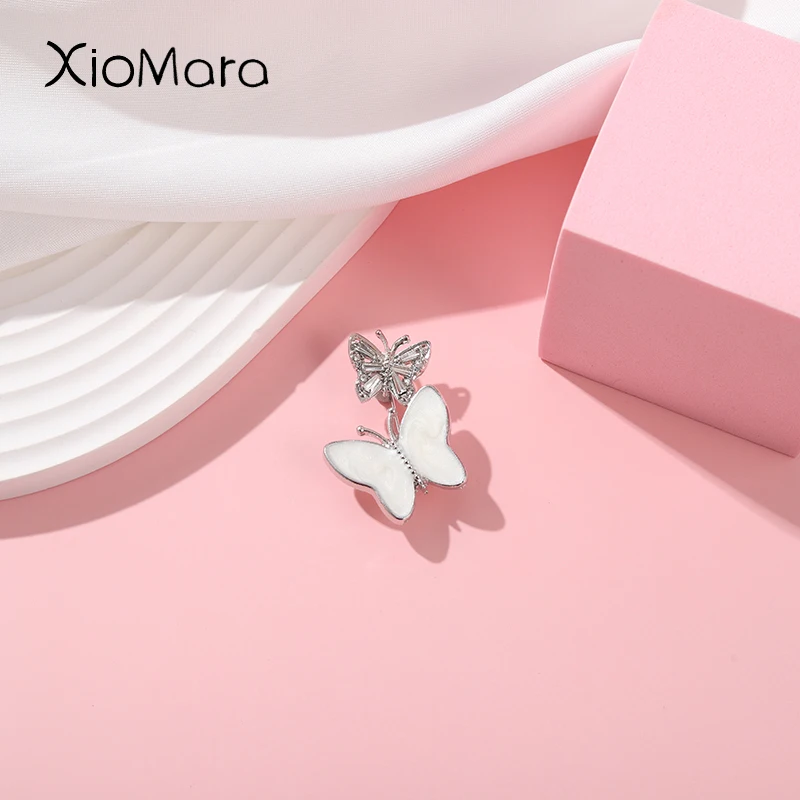 

White Butterfly Brooches For Women 2 In 1 Badges With Animal Metal Pins Brooches On Clothes Coat Suit Lapel Pins Jewelry Gifts