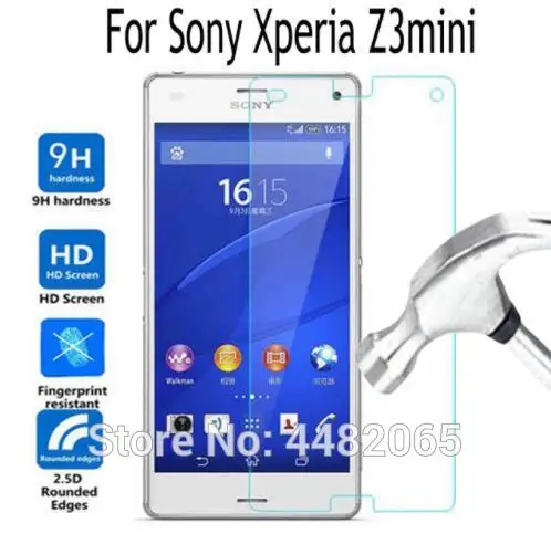 

2pcs For Sony Xperia Z3mini Tempered Glass On For Xperia Z3 Compact M55W D5803 D5833 Screen Protector Cover Protective Film 9H