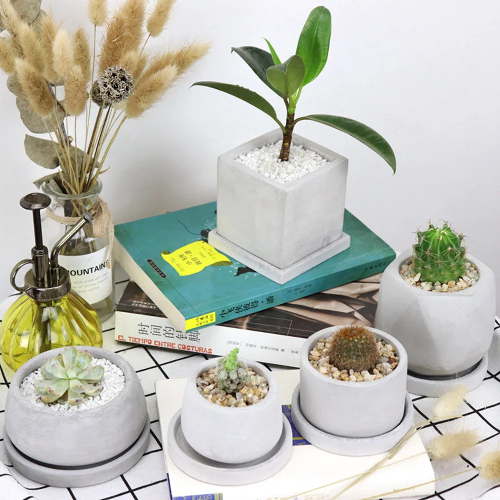 Дышащий коррозионно-стойкий цементный цветочный горшок для украшения офиса