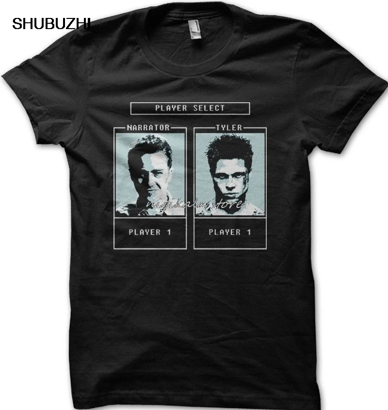 

Cartoon Print Short Sleeve T Shirt Free Shipping Fight Club Tyler Durden Character selection game printed t-shirt summer tshirt