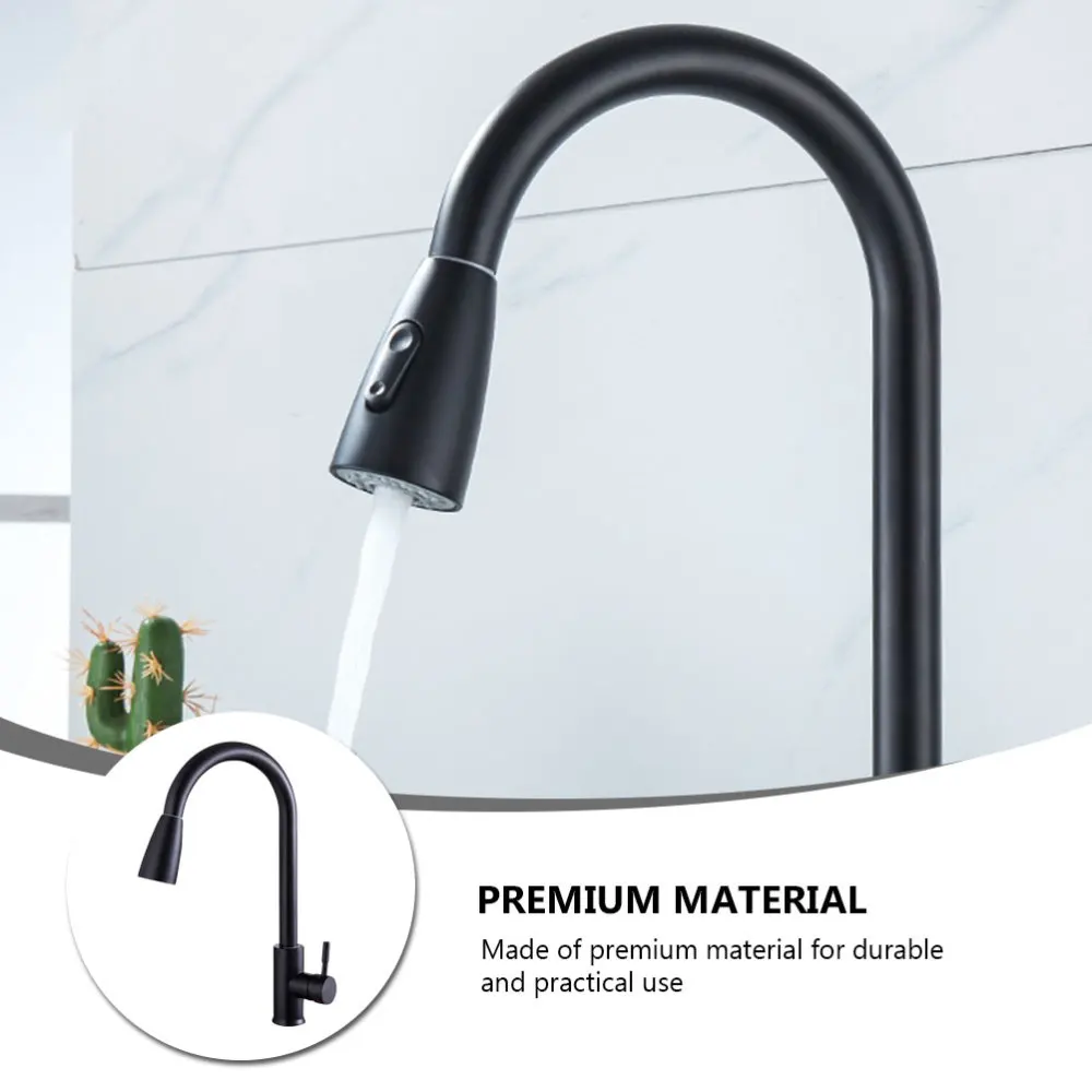 

1Pc Pulling Type Single Outlet Kitchen Two-mode Black