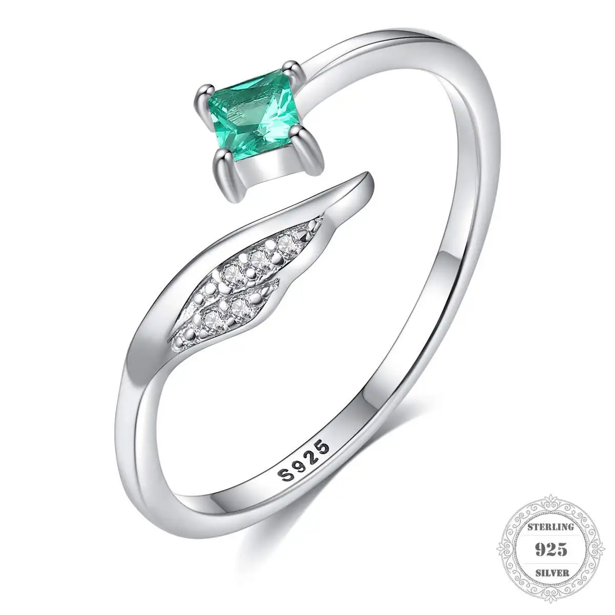 Кольцо с зеленым камнем кольцо изменяемым размером модное ювелирное изделие в