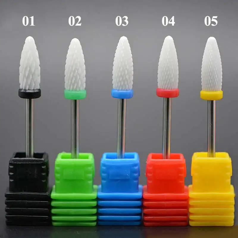 Nail Cone Tip Ceramic Drill Bits Electric Cuticle Clean Rotary For Manicure Pedicure Grinding Head Sander Tool 1Pcs
