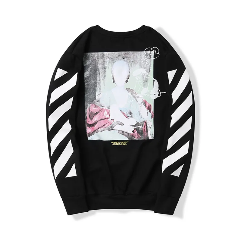 

OFF WHITE 19FW OW Marianna Round Neck Sweater Faceless Queen Printed Men's and Women's Sweatshirt Jacket Trend