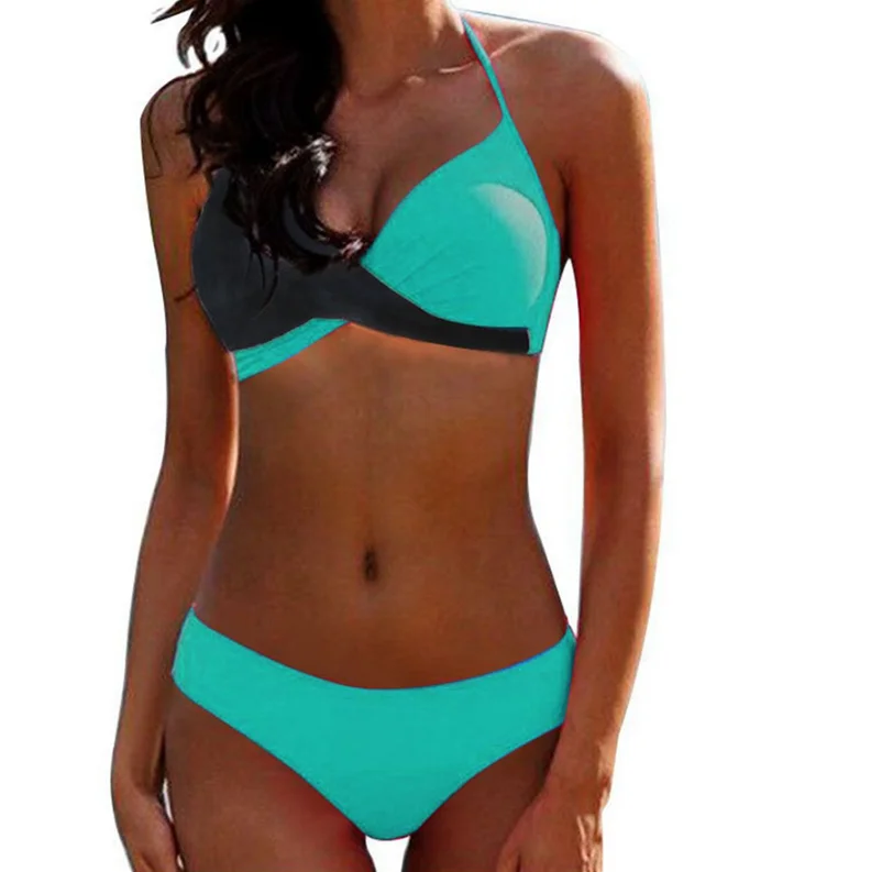 

New swimsuit bikini sexy hard package split swimsuit color matching bikini black and white large size European bikini suit