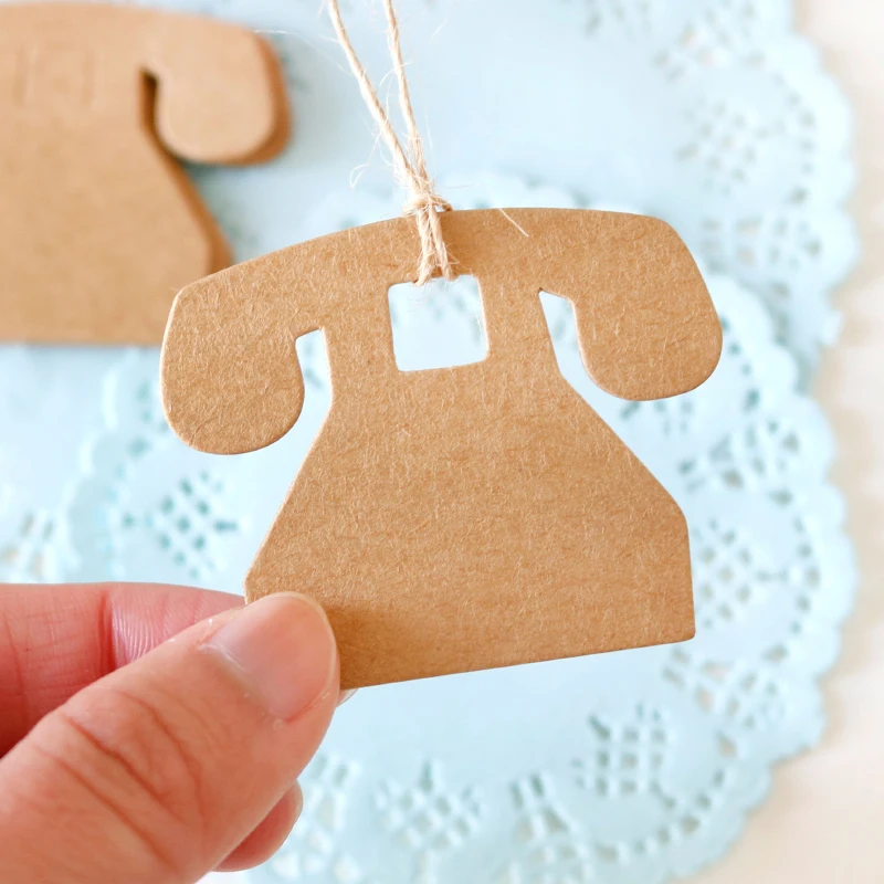 50 шт творческие телефон Форма крафт-бумага ярлыки для подарков Винтаж пустой