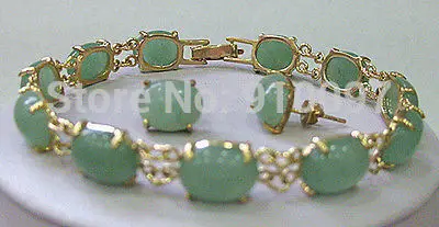 

Natural Green Aventurine bracelet earrings set AAA