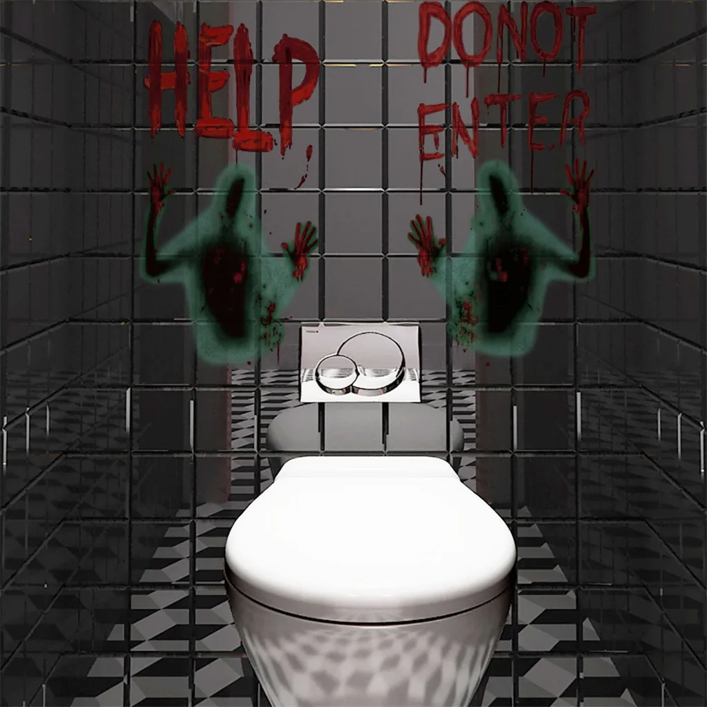 3D наклейка на дверь Хэллоуин ужасная спальня Настенная роспись обои наклейки