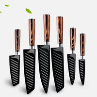 kitchen knives set japanese imitation damascus pattern knives with cover high carbon steel meat fish fruit cooking accessories