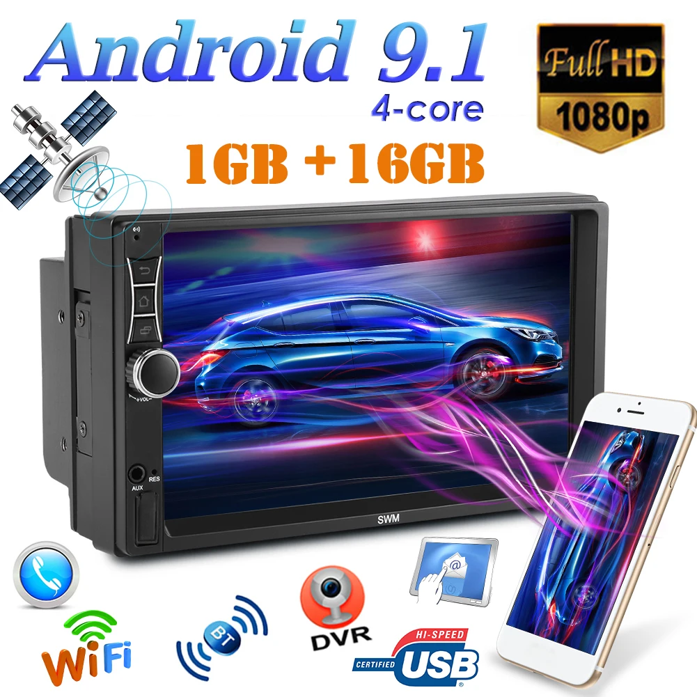 SWM A2 Модернизированный 2DIN 7 дюймов Android 9 1 автомобильный мультимедийный плеер