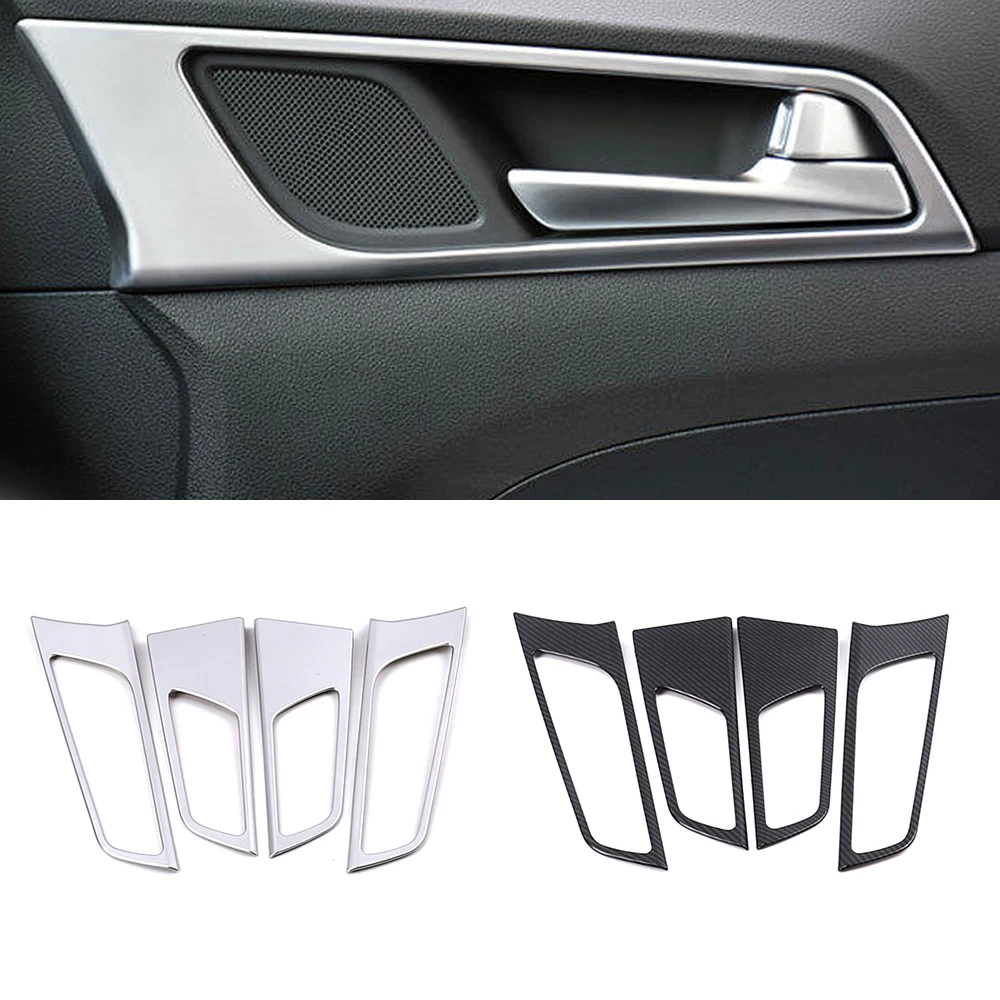 

For Hyundai Tucson LHD 2015-2020 Carbon Fiber Color Inner Door Handle Frame Trim Interior Decoration Trim Accessories