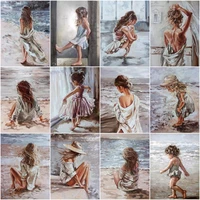 tapb abstract romantic seaside girl diy painting by numbers adults handpainted on canvas pictures by numbers wall painting decor