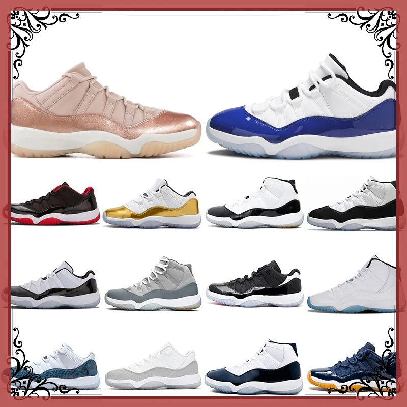 

Men Women Basketball Shoes 11s Rose Gold Orange Trance Low Navy Snakeskin Navy Gum 2021 Comfortable Trainers Sneakers