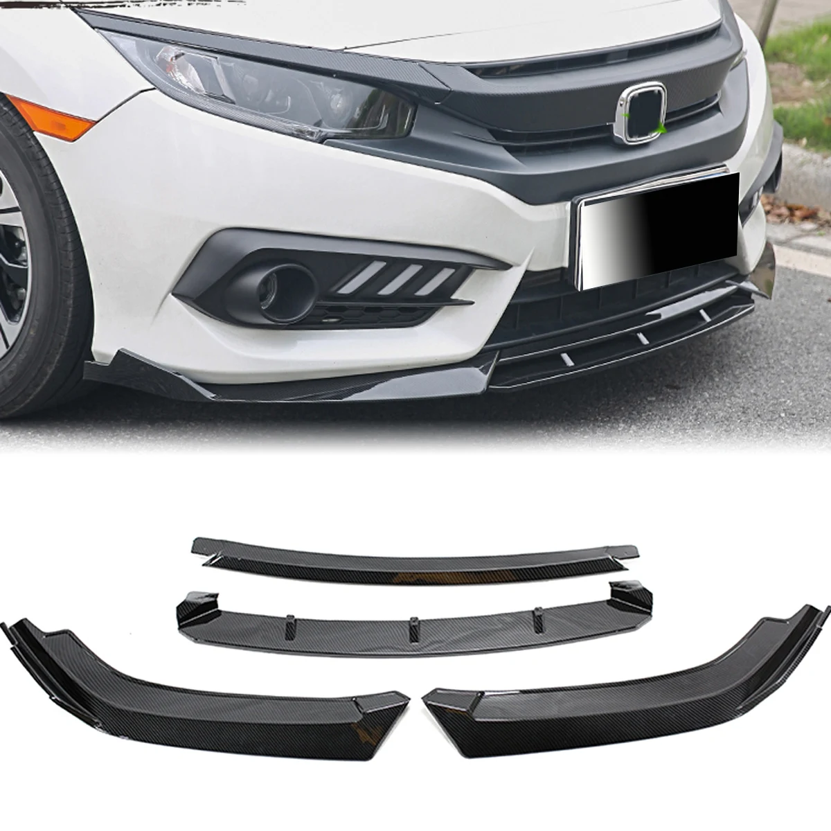 

4 шт., защитные накладки на передний бампер Honda Civic Sedan 4DR 2016-2018