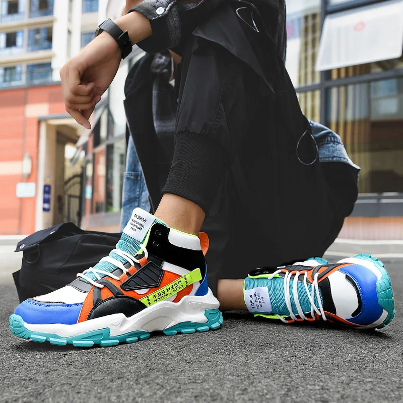 

New Fashion Shoes For Men Casual High Top Chunky Sneakers Mens Trainers Tendencia 2020 Breathable Designer Zapatillas De Hombre