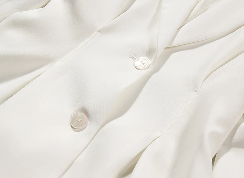 

VGH Elegant Casual Blazer For Women Notched Long Sleeve Tunic With Sashes White Blazer Female 2020 Fashion New Clothing Stylish