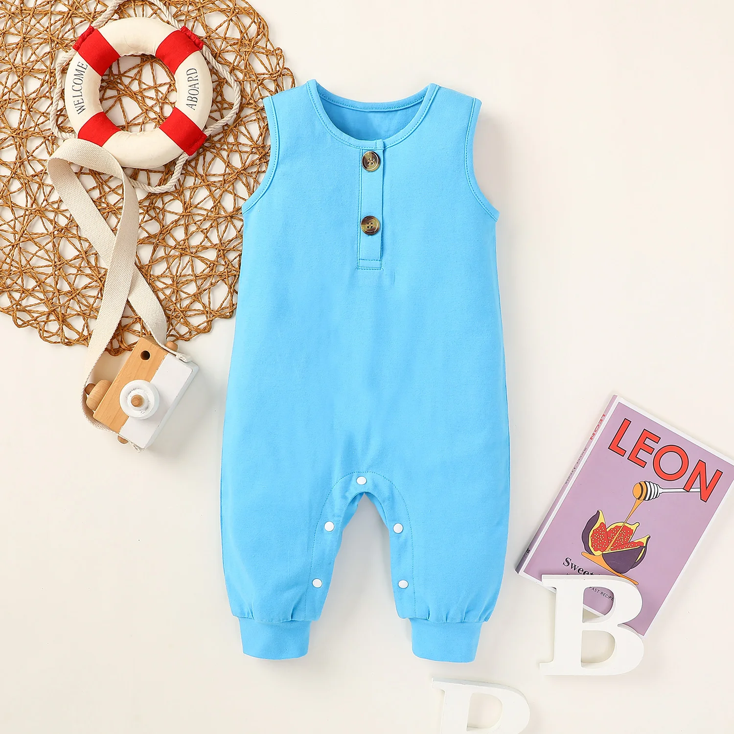 

Baby's Boy Girl 0-18M Clothing Set Round Neck Sleeveless Jumpsuit One-piece Suit for Photography Birthday Party