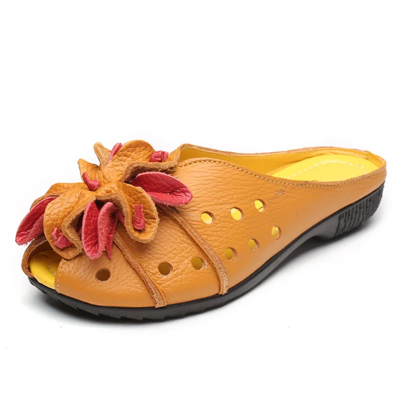 

Shoes Women Rubber Slippers Slides Med Soft Flat Genuine Leather Fabric Rome PU Plastic Ethnic Hoof Heels Basic Shoes Woman 202