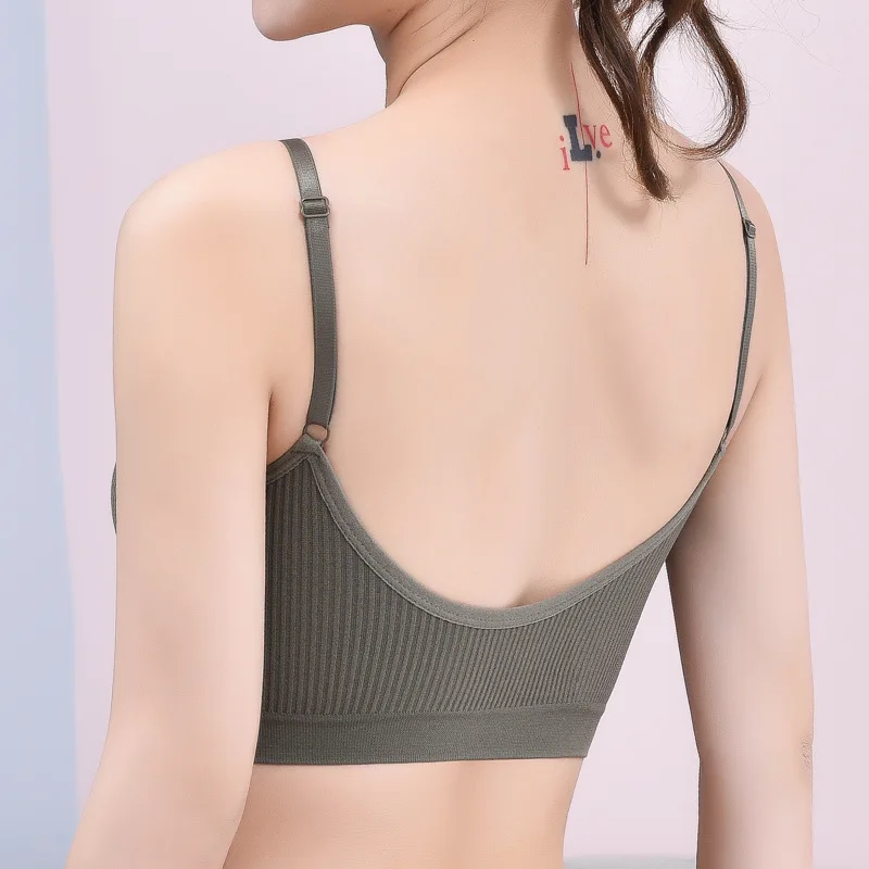 

Sitonjwly Women's Removable Sport Bra Tops Seamless Fitness Bras Girls Push Up Crop Tops Brassiere Female Bralette Top