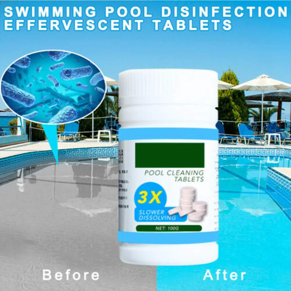100g Pool Cleaning Tablet Water Multifunctional Effervescent Spray Cleaner Home Swimming Detergent | Дом и сад