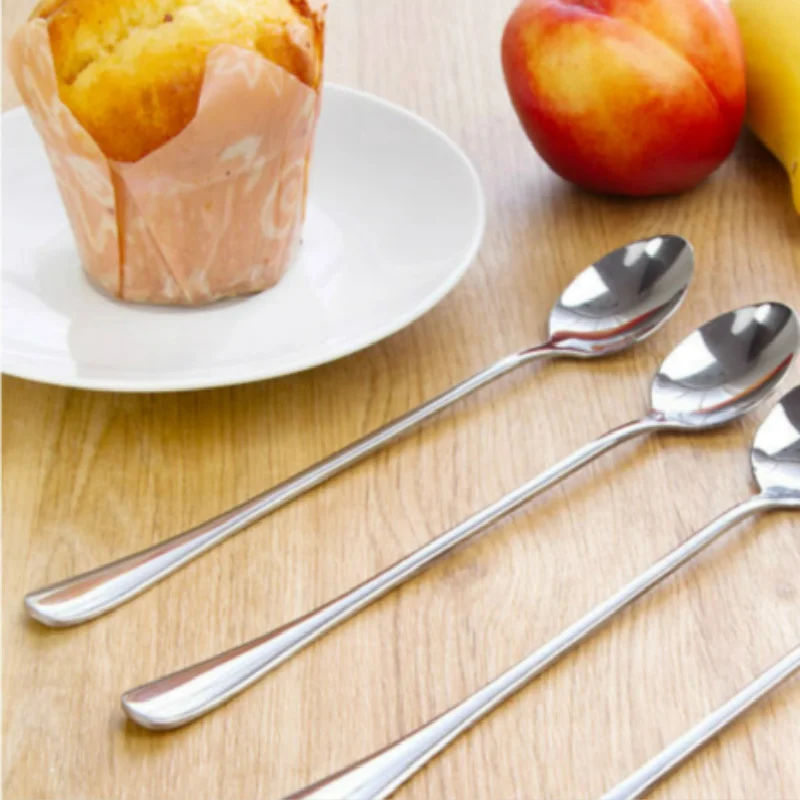 2 шт. ложка с длинной ручкой Нержавеющая сталь чайная кофейная для мороженого