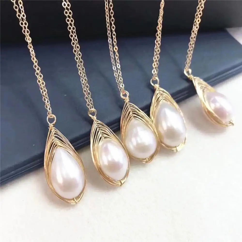 

Hot Selling 14K Roll Gold Jewelry Baroque Pearl Necklace For Anniversary Party Gift