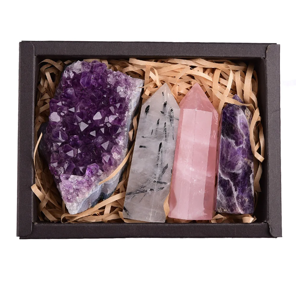 1 комплект 100% натуральный кристалл минеральное украшение аметистовый кластер