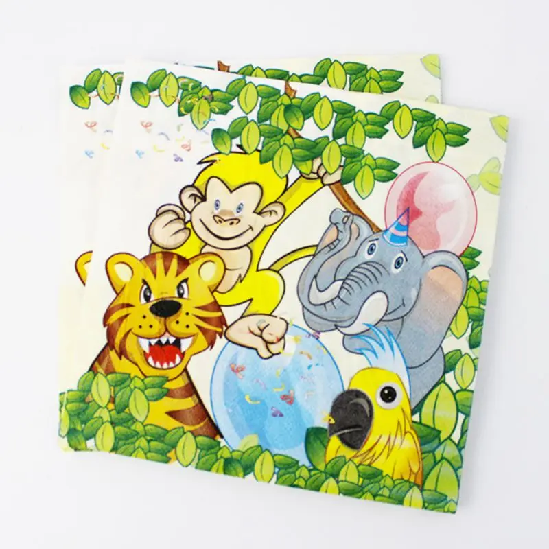 napkin 10pcs 20 шт./лот Подарочная сумка с рисунком короля льва для вечеринки в честь рождения ребенка Подарочная сумка для конфет вечерние одноразовые пластиковые пакеты в стиле джунглей - Цвет: napkin 10pcs