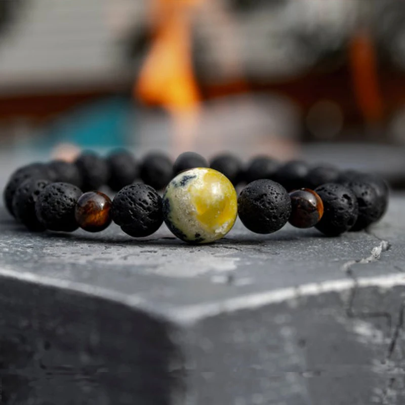 FFWFF браслет ручной работы из нейронной лавы и бисера мужской Тибетский Будды Шарм