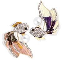 rhinestone fish brooches for women enamel animal brooch pin fashion jewelry summer style dress accessories gift