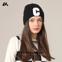 women knitted beanie cap winter warm slouch hat outdoor c letter hats skullcap casual hedging caps watch bonnet for female