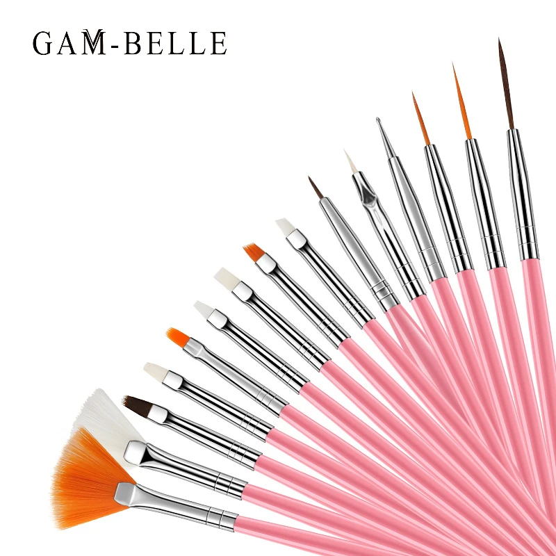 

GAM-BELLE Nail Art Brush Manicure Set Design Tips Painting Carving Drawing Dotting Pen Acrylic Builder Flat Manicure Tool Set