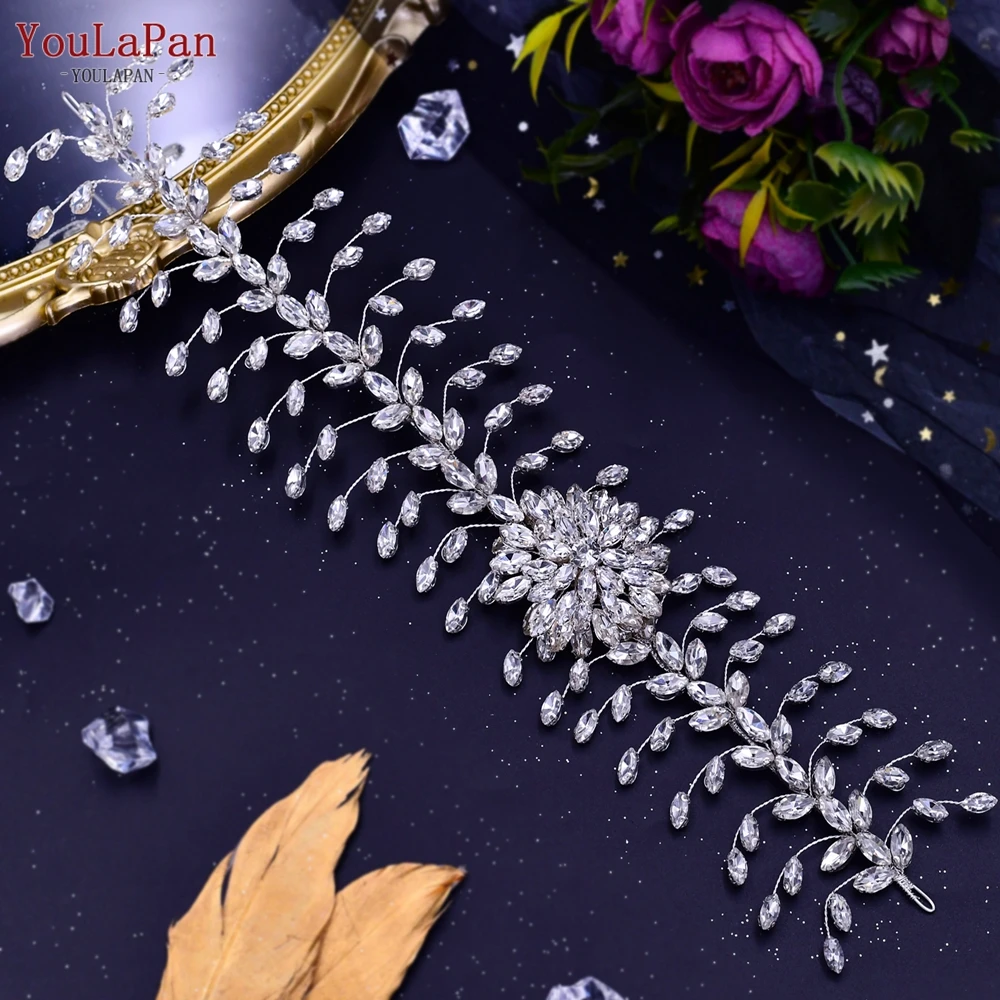 

YouLaPan HP417 Elegant Bridal Headbands Rhinestone Flower Wedding Tiara and Crown Headpiece Woman Hair Accessories Headdress