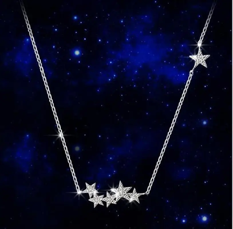 

Fashion Silver 925 Necklace Zircon Star Pendant Chain Custom Necklace Long Necklace Jewelry Choker Statement Necklace for Women
