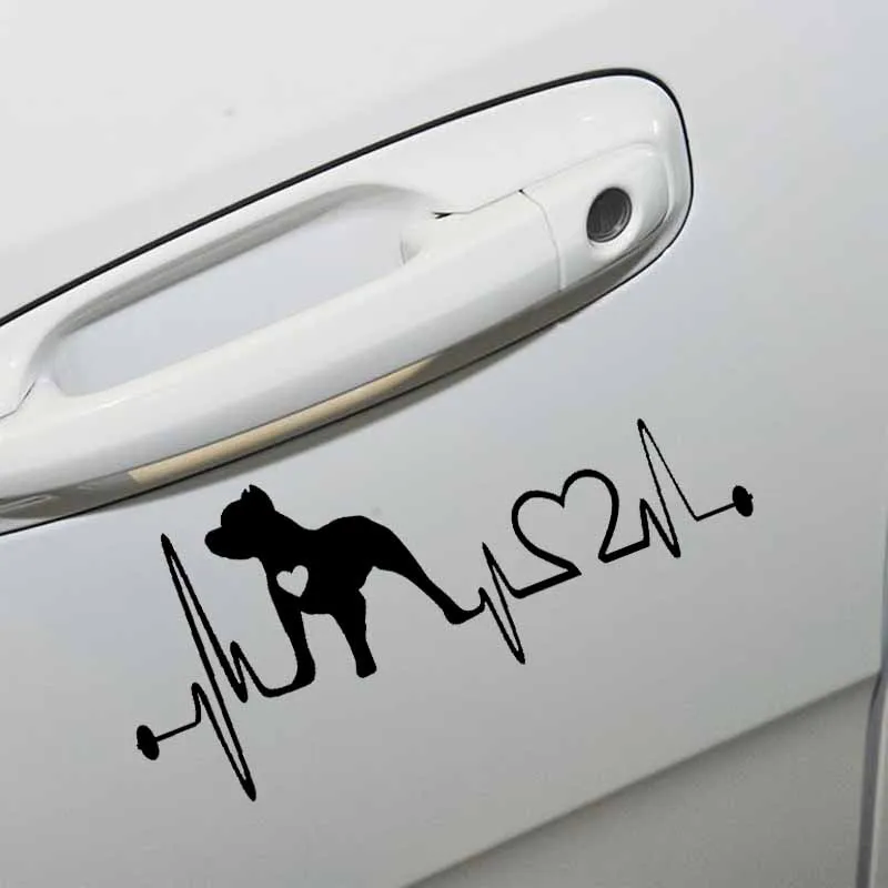 

Car Sticker Bulldog Heartbeat Lifeline Car Decoration PVC Waterproof Sunblock Decal Black/Silver 19CM* 8.5cm