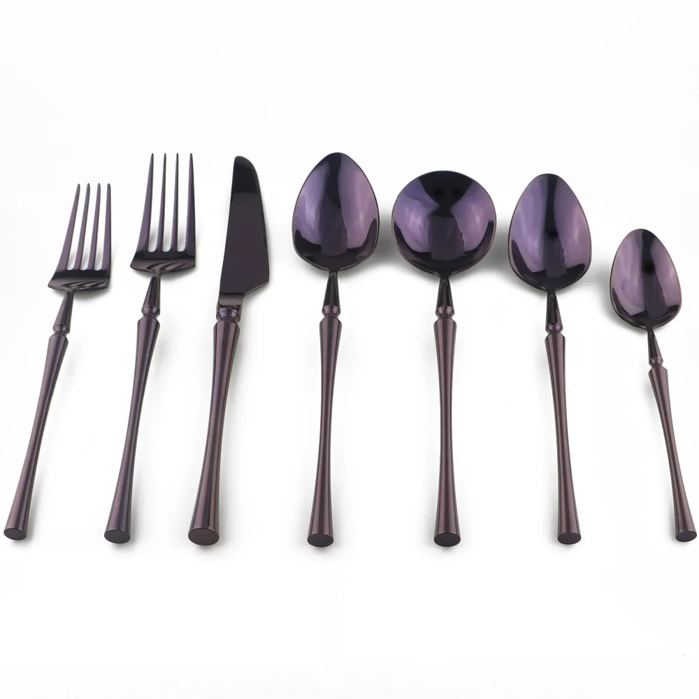 Фиолетовая высококачественная металлическая столовая посуда 304 столовые