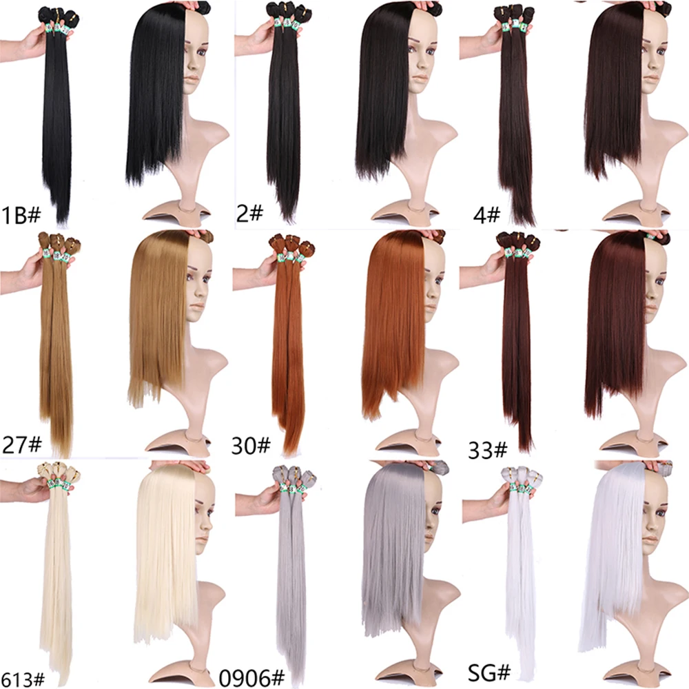 

Long 16 18 20 Inch Silky Straight Weave Hair Ombre Blonde Synthetic Weave Bundles Hair Weave Synthetic Braiding Hair For Women