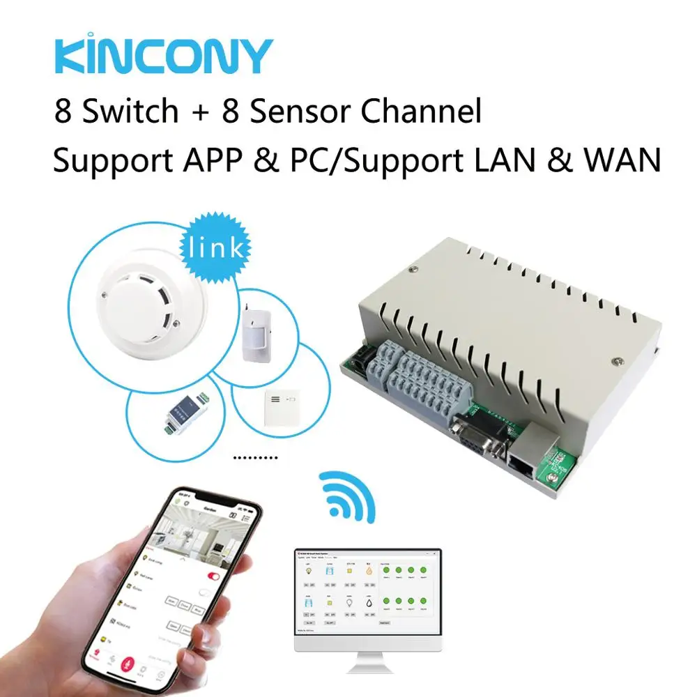 Фото Пульт дистанционного управления Kincony 8 каналов поддержка WAN/LAN и связи RJ45/RS232 |