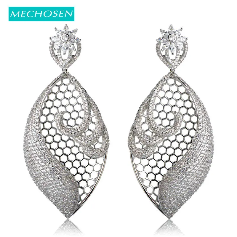 

MECHOSEN Exquisite Hollow Drop Earrings AAA Cubic Zirconia Micro Paved Brass Luxury Celebrity Wedding Party Jewelry bisuteria