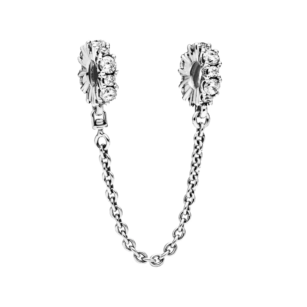

100% Sterling silver original charm free with colorful light blooming safety chain applied fit pandora bracelet with beads