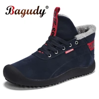 men fashion winter warm plush snow boots high quality suede man ankle boots winter warm shoes snow work shoes men sneakers boots