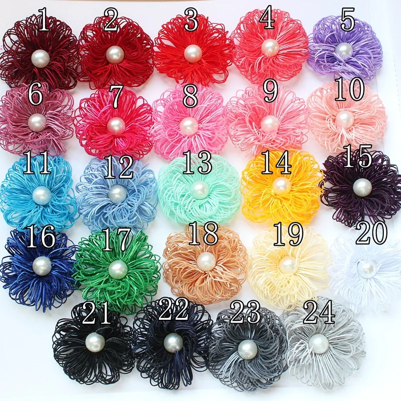 

50 pcs/lot , 6-6.5 cm Hot Sale Pearl handmade flower shreds nest flower DIY hair fashion accessories clothing 24 colors