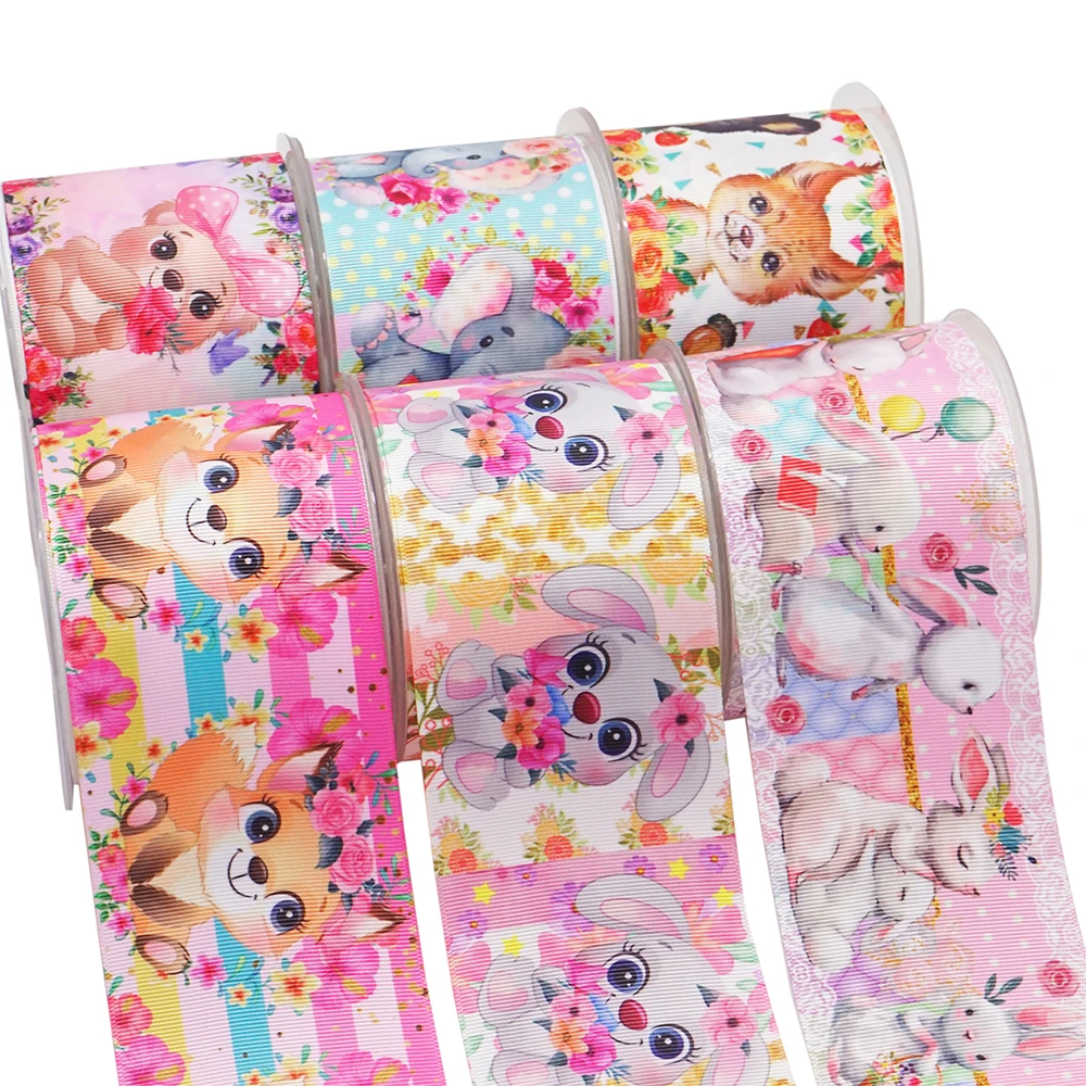 

10 ярдов, 3 дюйма, 75 мм, мультяшный принт, корсажная лента для бантов для волос, «сделай сам», ремесла, аксессуары ручной работы 54962