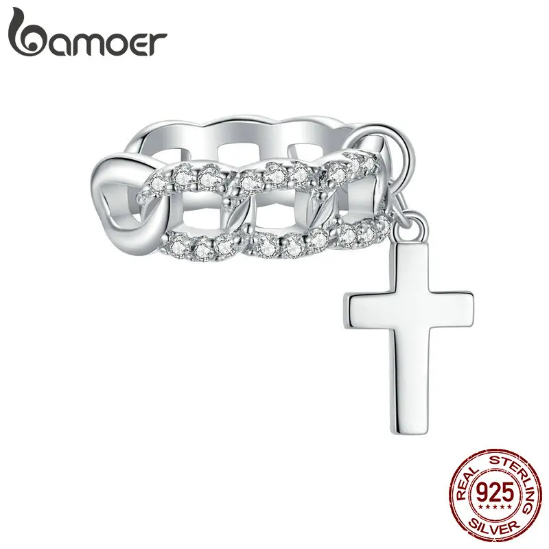 Женские серьги клипсы bamoer Holy Cross 925 пробы ювелирные изделия с серебряным крестом