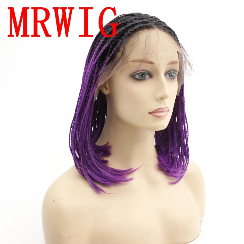 MRWIG короткие плетеные косички синтетический передний парик шнурка настоящие