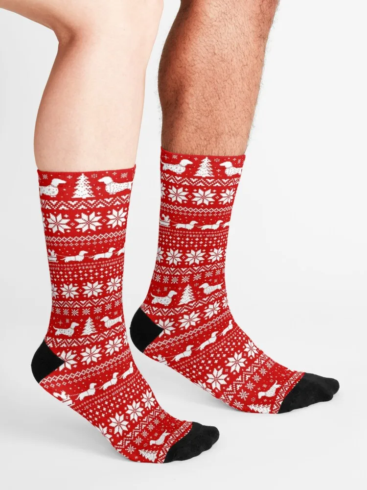 Рождественский свитер Dachshunds узорчатые носки дышащий узор женские осенние
